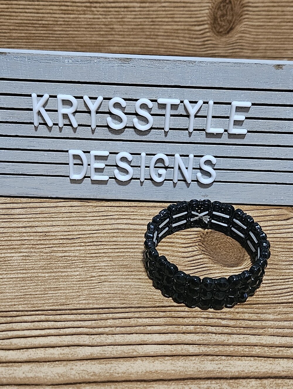 Black Gem stretch bracelet - Picture 4 of 4